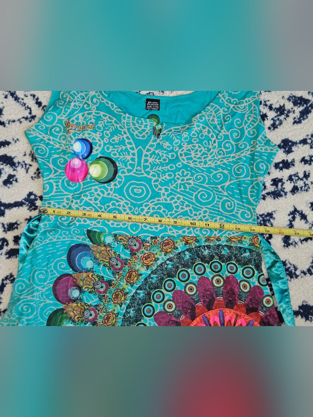 DESIGUAL Turquoise Floral Medallion Tank Dress - Picture 9 of 10